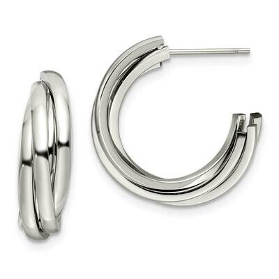 Post Hoop Earrings Stainless Steel Polished SRE1537, MPN: SRE1537, 191101866258