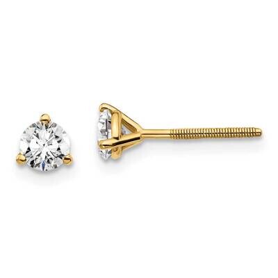1/2Ctw Vs/Si, D E F, 3 Prong Screw Back Earrings 14k Gold Lab Grown Diamond EM1017S-050-LD, MPN: EM…
