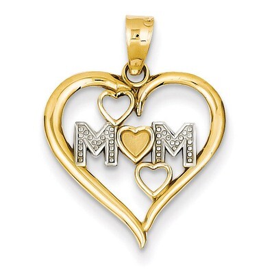 Diamond-cut Mom Heart Pendant 14k Gold &amp; Rhodium K4068, MPN: K4068, 886774256504