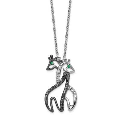 Black Rhodium Plated CZ Diamond Giraffes 18 Inch Necklace Sterling Silver QCM866-18, MPN: QCM866-18…