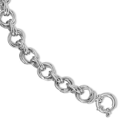 Leslie&#39;s Hammered Fancy Link Bracelet Sterling Silver Rhodium Polished HB-QLF1074-7.5, MPN: QLF1074…