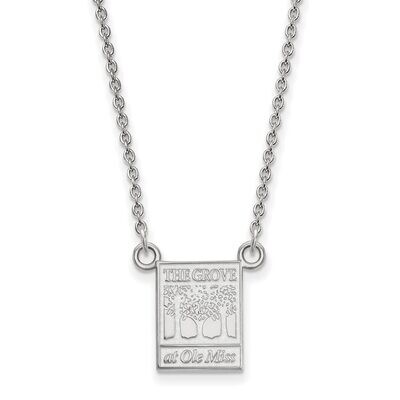 University of Mississippi Small Pendant with Chain Necklace 14k White Gold 4W064UMS-18, MPN: 4W064U…