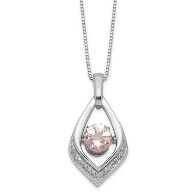 Sterling Silver Vibrant Morganite and Diamond Necklace PXS3035/MOR-SSAS45