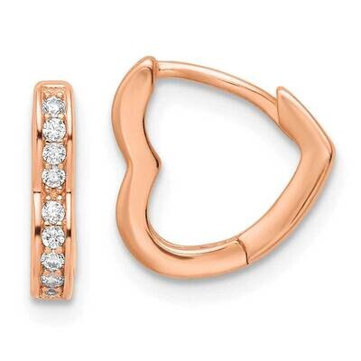 Rose-Tone CZ Diamond Hinged Heart Shaped Hoop Earrings Sterling Silver Polished QE16436, MPN: QE164…