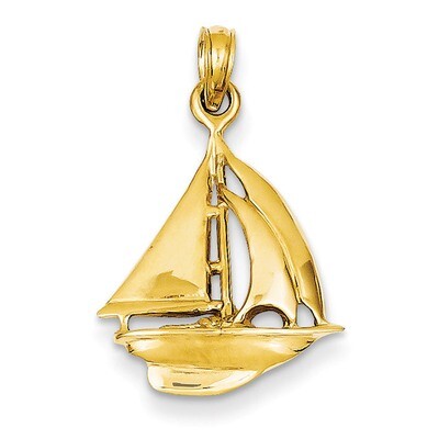 Open-Backed Sailboat Pendant 14k Gold Polished C2469, MPN: C2469, 637218061211