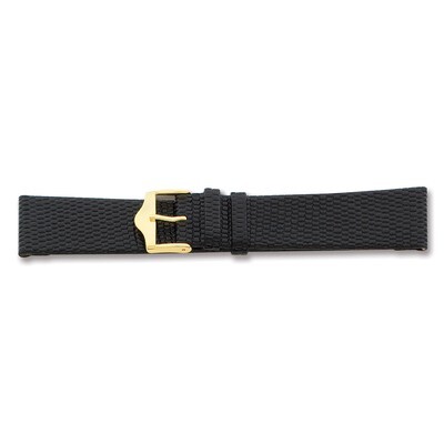 20mm Flat Black Lizard Grain Leather Watch Band 7.5 Inch Silver-tone Buckle BAW93-20, MPN: BAW93-20…