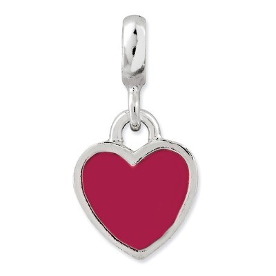 Pink Enamel Heart Enhancer Sterling Silver QN148, MPN: QN148, 191101279201