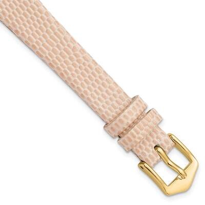 12mm Peach Flat Lizard Grain Calfskin Watch Band Gold-tone BA548-12, MPN: BA548-12,