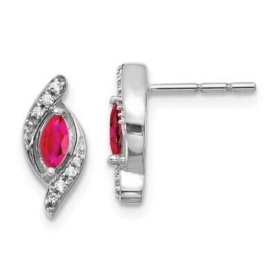 Ruby Earrings 14k White Gold Diamond EM5594-RU-007-WA, MPN: EM5594-RU-007-WA, 883957376134