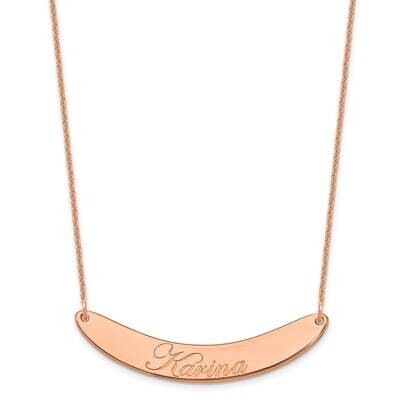 Polished Curved Edwardian Script Bar Necklace 14k Rose Gold Medium XNA1223R, MPN: XNA1223R,