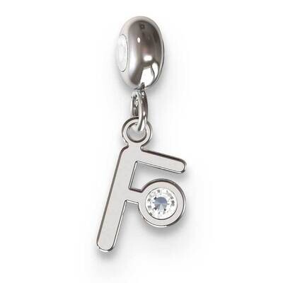 Memi Letter F with Swarovski Crystal Charm Sterling Silver Rhodium-plated ME111F-SS, MPN: ME111F-SS,