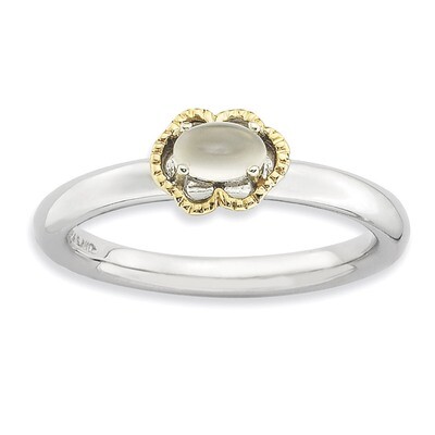14k Gold Moonstone Polished Ring - Sterling Silver QSK907, MPN: QSK907, 886774184371