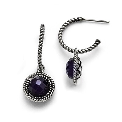 Polished and Antiqued Blue Sandstone Reversible Earrings - Stainless Steel SRE792 by Chisel, MPN: S…