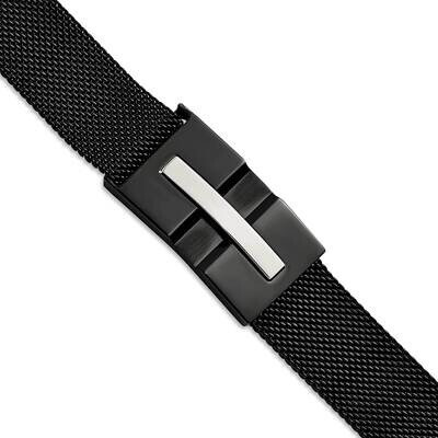 Black Ip-Plated Mesh Adjustable Magnetic Bracelet Stainless Steel Polished SRB2938, MPN: SRB2938, 1…
