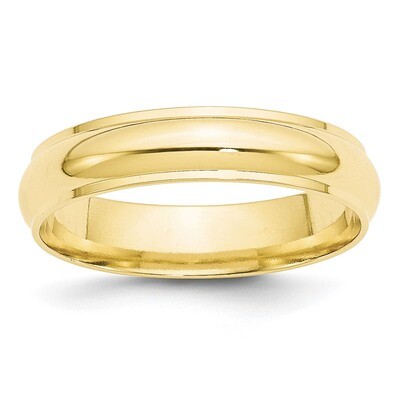 5mm Half Round with Edge Band 10k Yellow Gold 1HRE050 Engravable, MPN: 1HRE050, 886774451541