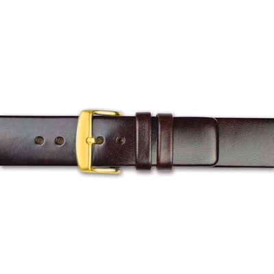18mm Brown Italian Calfskin Square End Gold-tone Buckle Watch Band  BA353-18, MPN: BA353-18,