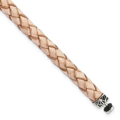 6mm Tan Gen. Leather 8.5in Bracelet/Bead not included, sold seperately Sterling Silver QRS4335TAN-8…