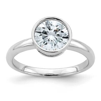 1 7/8ct. D E F Pure Light Round Bezel Moissanite Solitaire Ring 14k White Gold RM6784-190-WMP, MPN:…