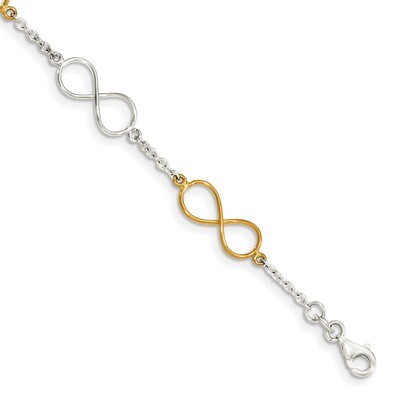 Flash Gold Infinity Symbol Bracelet 7.5 Inch Sterling Silver Polished QG3586-7.5, MPN: QG3586-7.5, …
