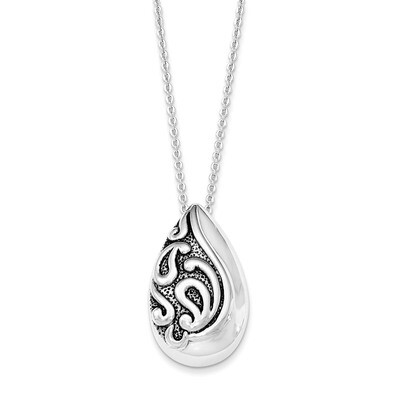 Teardrop Ash Holder 18 Inch Necklace Sterling Silver Antiqued QSX614, MPN: QSX614, 886774620893