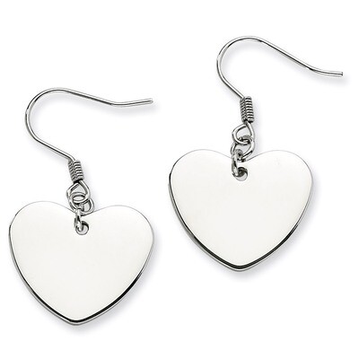Polished Heart Dangle Earrings - Stainless Steel SRE239 by Chisel, MPN: SRE239, 886774037684