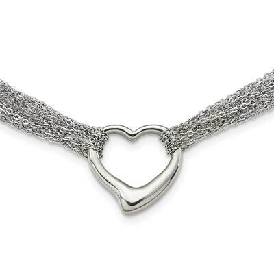 Multi Strand Polished Heart Toggle Necklace Stainless Steel SRN1281-17 by Chisel, MPN: SRN1281-17, …