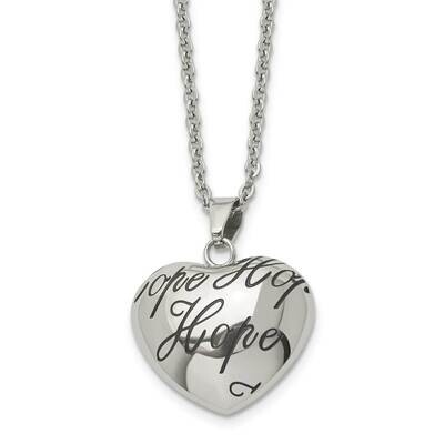 Enameled Hope Heart Necklace Stainless Steel Polished SRN1601-18 by Chisel, MPN: SRN1601-18, 191101…