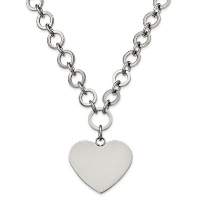 Large Heart with 1.75 Inch Extender Necklace Stainless Steel Polished SRN2002-17.25 by Chisel, MPN:…