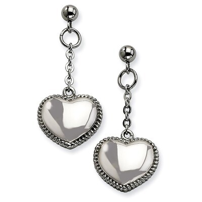 Heart Post Dangle Earrings - Stainless Steel SRE243 by Chisel, MPN: SRE243, 886774037714