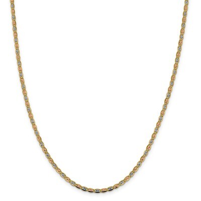 16 Inch 2.75mm Tri-color Pave Valentino Chain 14k Gold &amp; Rhodium PVL060-16, MPN: PVL060-16, 8839571…
