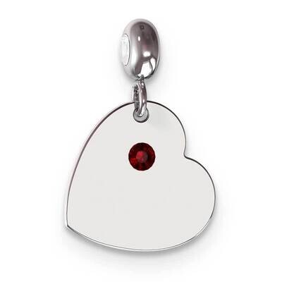 Memi Engvbl July Swarovski Crystal Heart Charm Sterling Silver Rhodium-plated ME101JUL-SS, MPN: ME1…