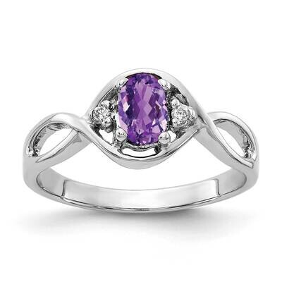 6x4mm Oval Amethyst Checker Aa Diamond Ring 14k White Gold Y2086AC/AA, MPN: Y2086AM_AA, 883957705811