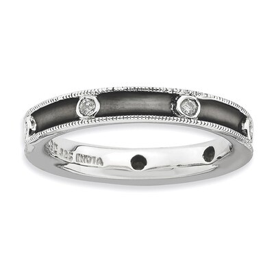 Diamond Antiqued Ring - Sterling Silver Polished QSK650, MPN: QSK650, 886774220918