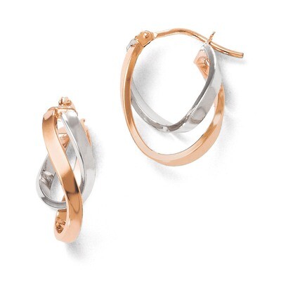 Leslie&#39;s 14K Rose &amp; White Gold Polished Hinged Hoop Earrings - 14k Rose Gold HB-LE882, MPN: LE882, …