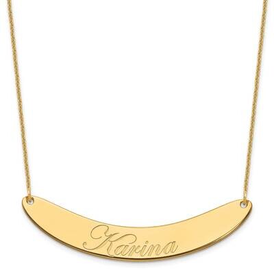 Polished Curved Edwardian Script Bar Necklace 14k Gold Large XNA1228Y, MPN: XNA1228Y,