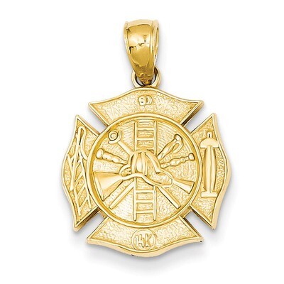Reversible Fire Department Shield Pendant 14k Gold C2262, MPN: C2262, 637218015696