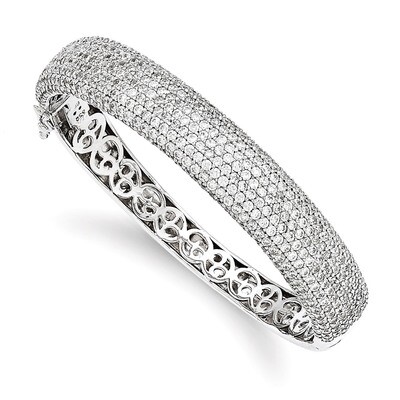504 Stone Diamond Hinged Bangle Sterling Silver Pave Rhodium-plated QB668, MPN: QB668, 886774295428