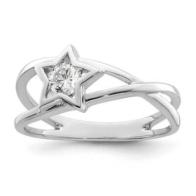 CZ Diamond Star Ring Sterling Silver Rhodium-Plated QR7225, MPN: QR7225,