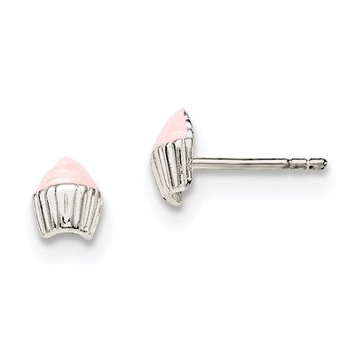 Children&#39;S Enameled Cupcake Post Earrings Sterling Silver QE11308, MPN: QE11308, 191101470059