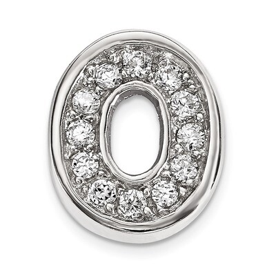 CZ Letter O Slide Charm Sterling Silver Rhodium-plated QC9010O, MPN: QC9010O, 886774649016