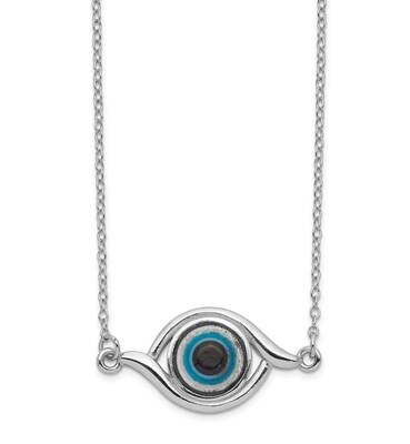 Glass with 2 Inch Extension Eye Necklace Sterling Silver Rhodium-plated QG5279-17, MPN: QG5279-17, …
