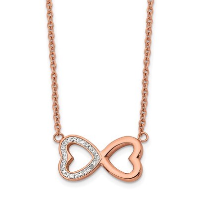 Rose IP Preciosa Heart 16.5 Inch with 1 Inch ext Necklace Stainless Steel Polished SRN2567-16.5 by …
