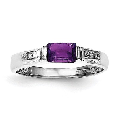 Amethyst Ring Sterling Silver Rhodium-plated QR657-6, MPN: QR657-6, 883957252957