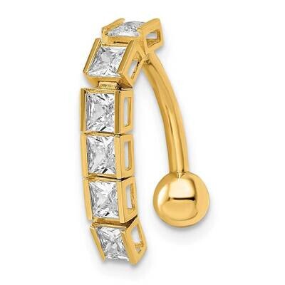 Dangle Belly Ring 14k Gold CZ Diamond BD208, MPN: BD208, 883957185965