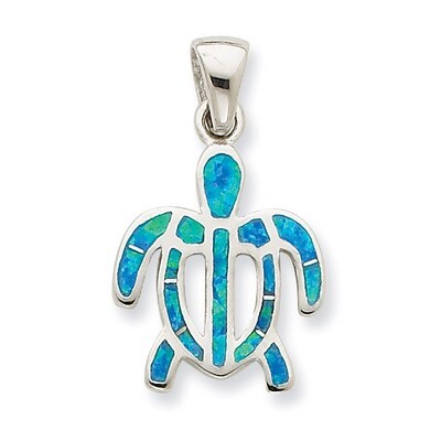 Blue Opal Inlay Tortoise Pendant Sterling Silver QP1893, MPN: QP1893, 883957549200