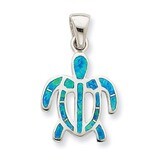 Blue Opal Inlay Tortoise Pendant Sterling Silver QP1893, MPN: QP1893, 883957549200