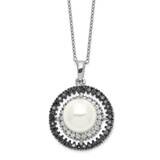 Majestik Rhod-Plated 10-11mm Shell Black /Wht Cz Necklace Sterling Silver QMJN111W-17, MPN: QMJN111…