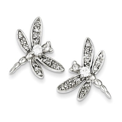 Dragonfly Post Earrings Sterling Silver Diamond QE4946, MPN: QE4946, 883957529578