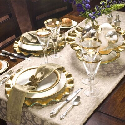 Annieglass Ruffle Gold Buffet Plate 13 Inch, MPN: G144, UPC: