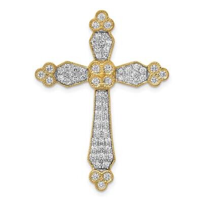 3/4Ct. Diamond Budded Cross Chain Slide 14k Gold PM5112-075-YA, MPN: PM5112-075-YA, 883957514550